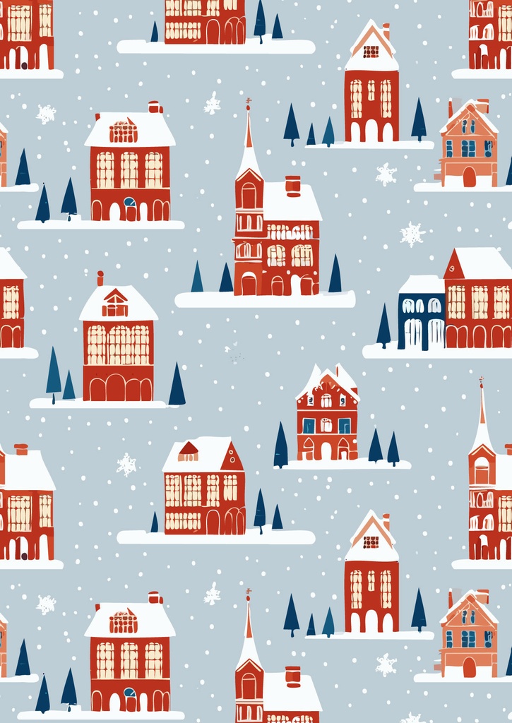 クリスマスの雪の降る街とレンガの建物の壁紙26