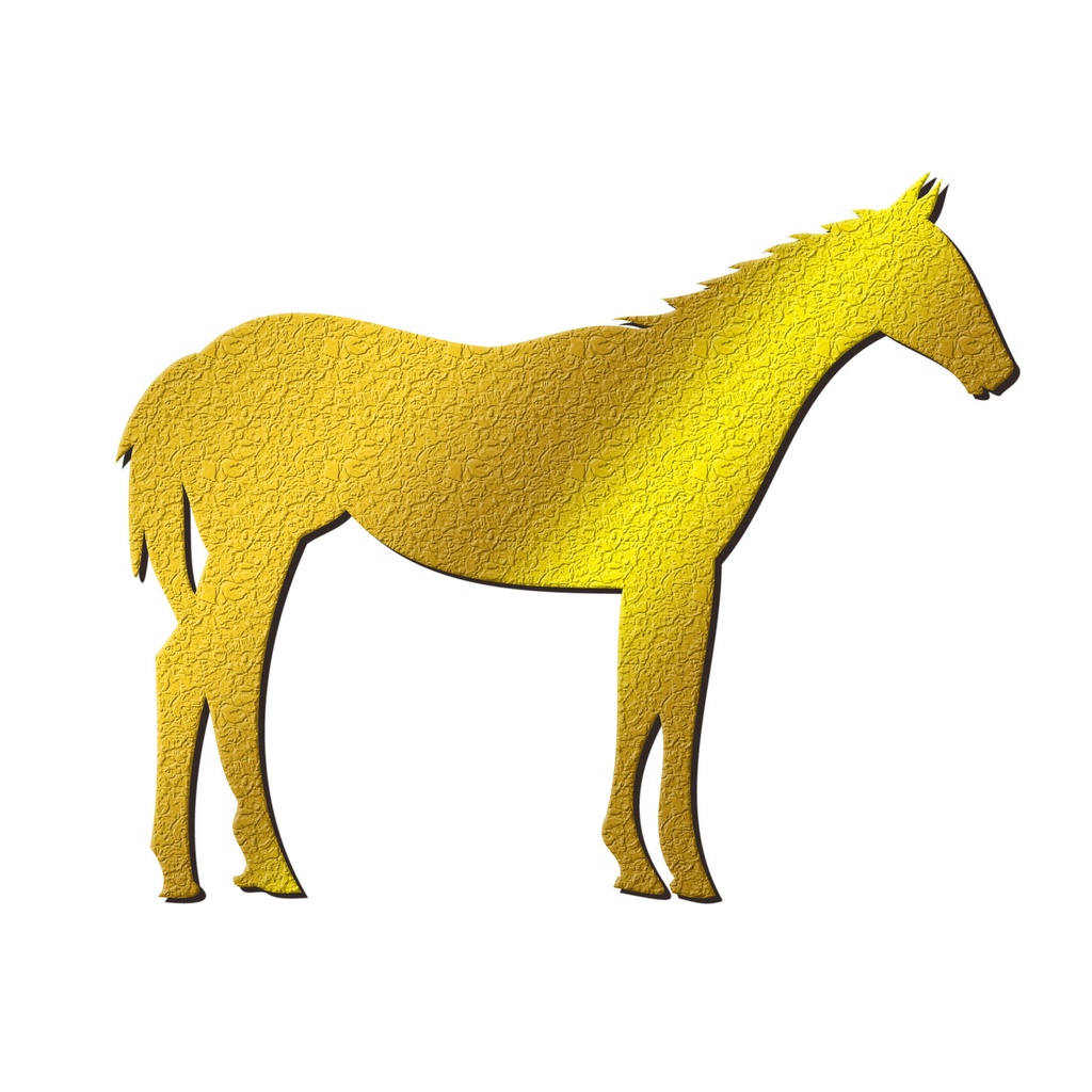 ゴールドに輝く金の馬のイラストアイコン02
