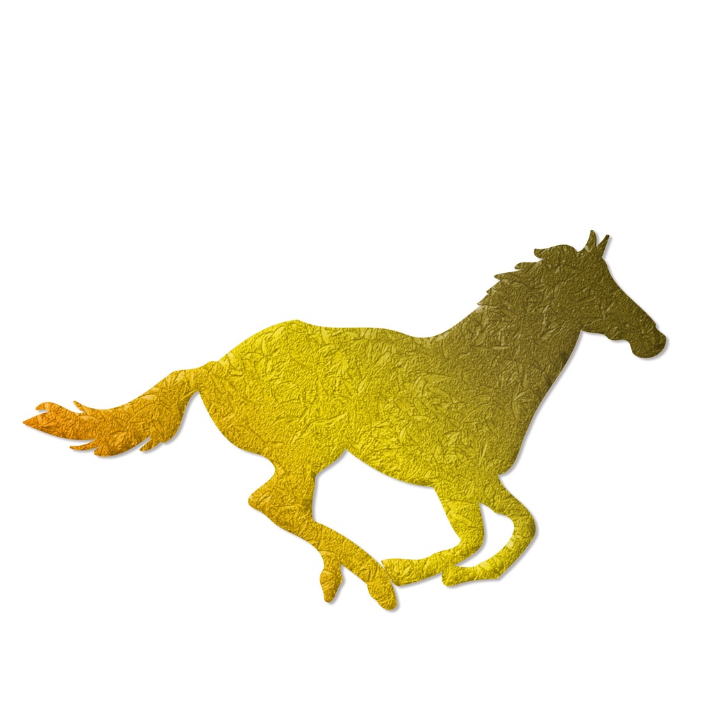 ゴールドに輝く金の馬のイラストアイコン03