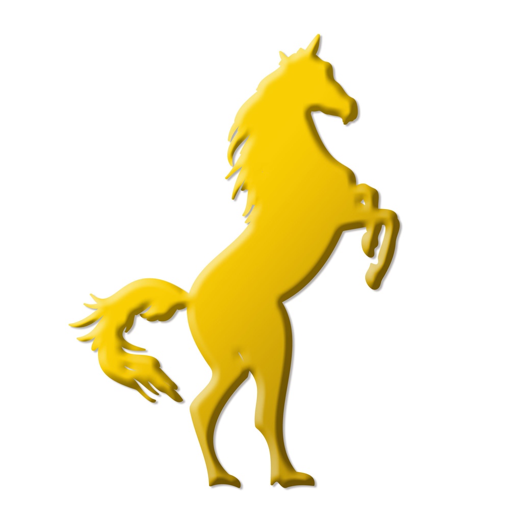 ゴールドに輝く金の馬のイラストアイコン04