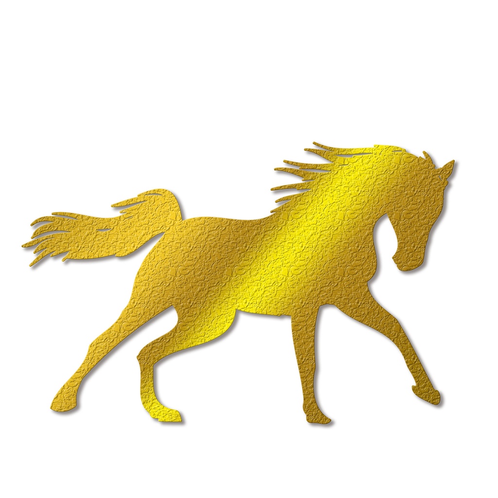 ゴールドに輝く金の馬のイラストアイコン05