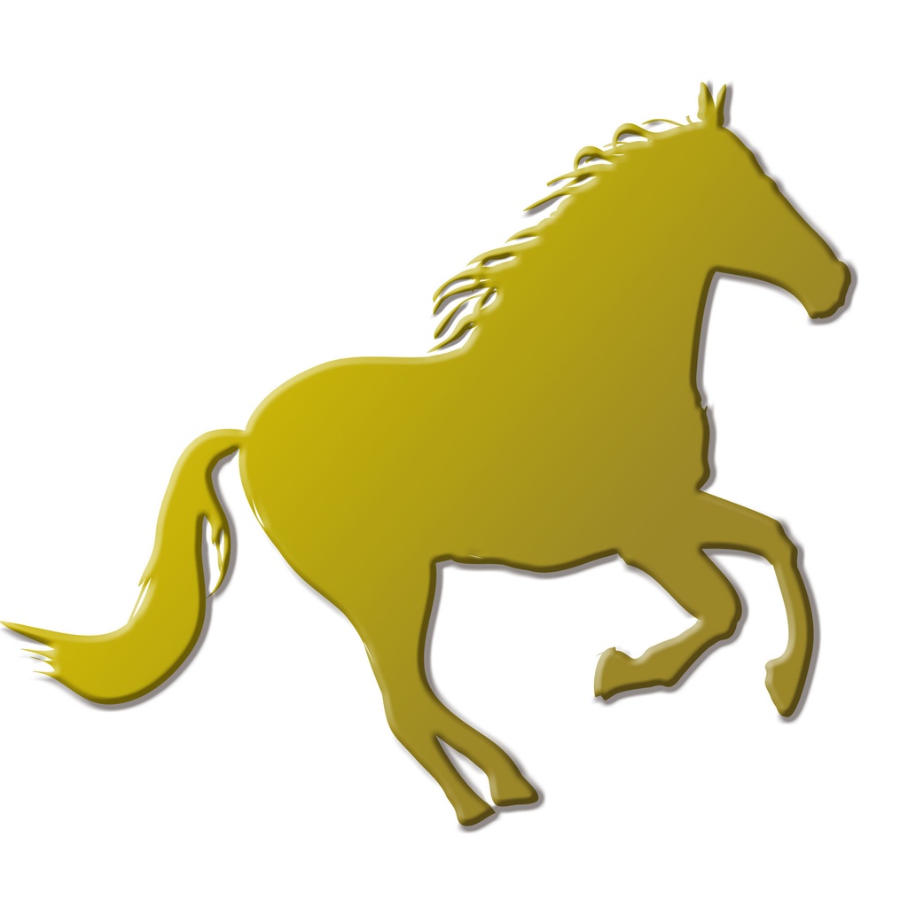 ゴールドに輝く金の馬のイラストアイコン07