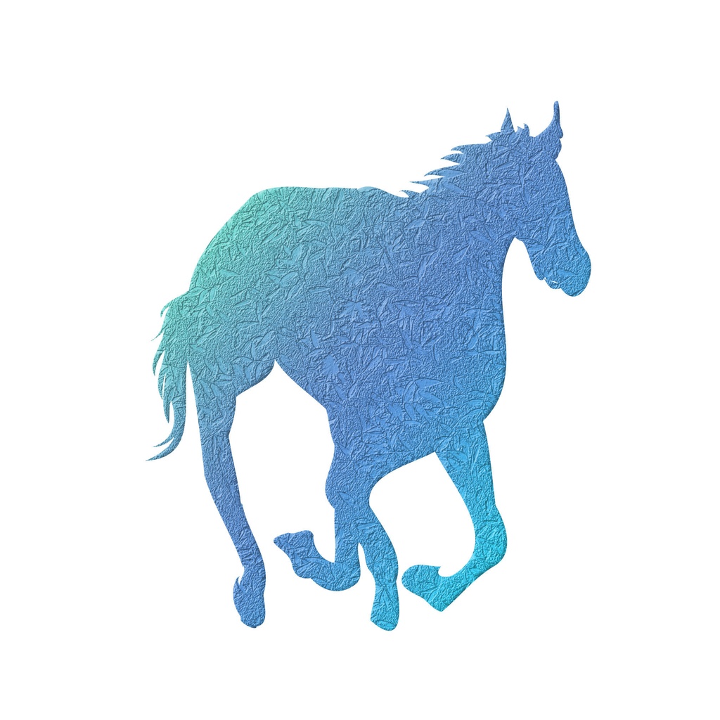 さっそうと走る水色の馬のイラストアイコン10