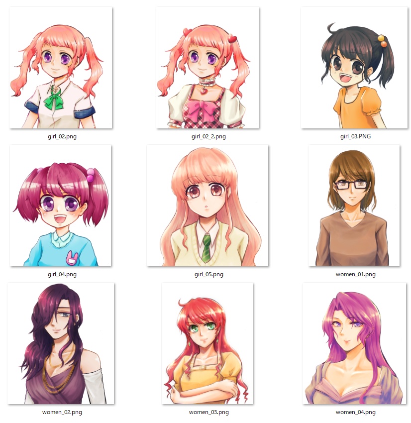 フリー立ち絵（女性、女の子、幼女）／バストアップ