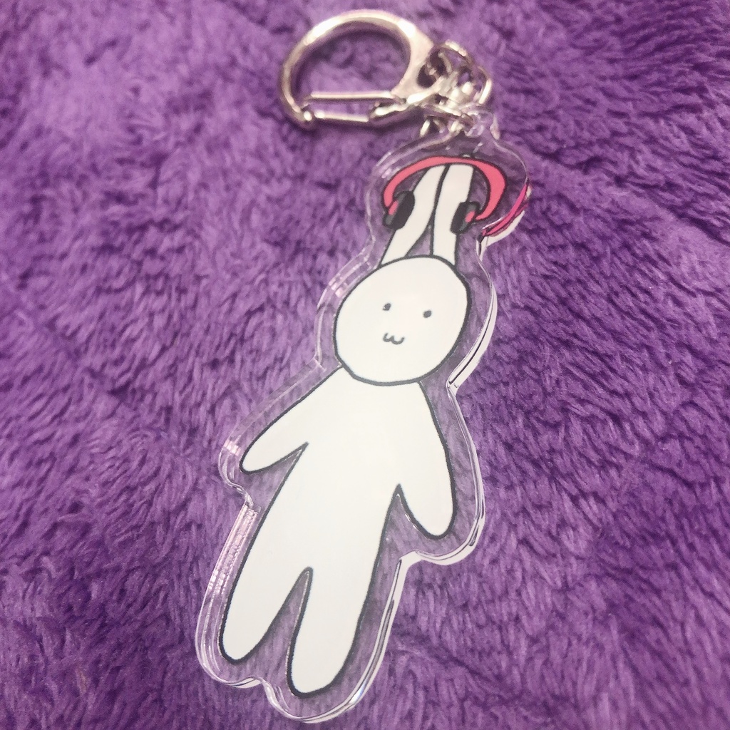 バーチャルうさぎアクリルキーホルダー(ヘッドフォンver)