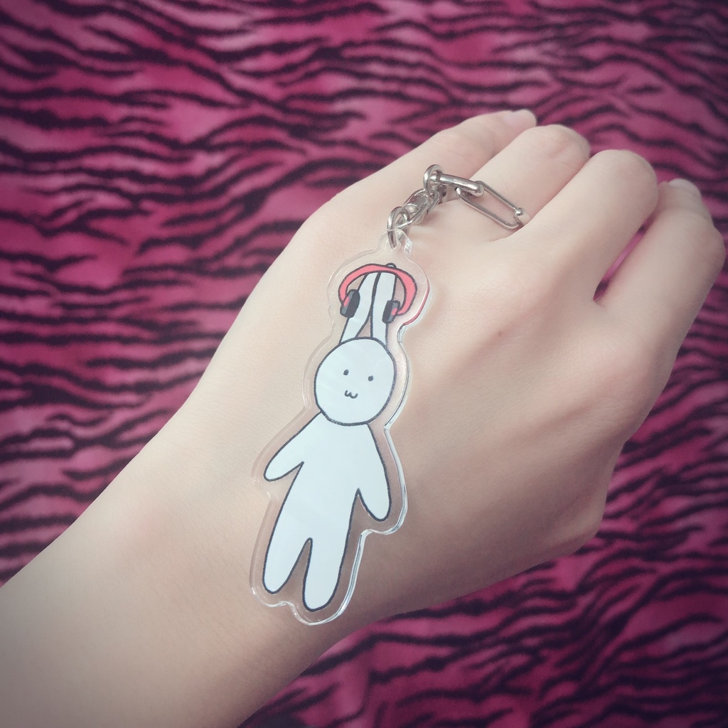 バーチャルうさぎアクリルキーホルダー(ヘッドフォンver)