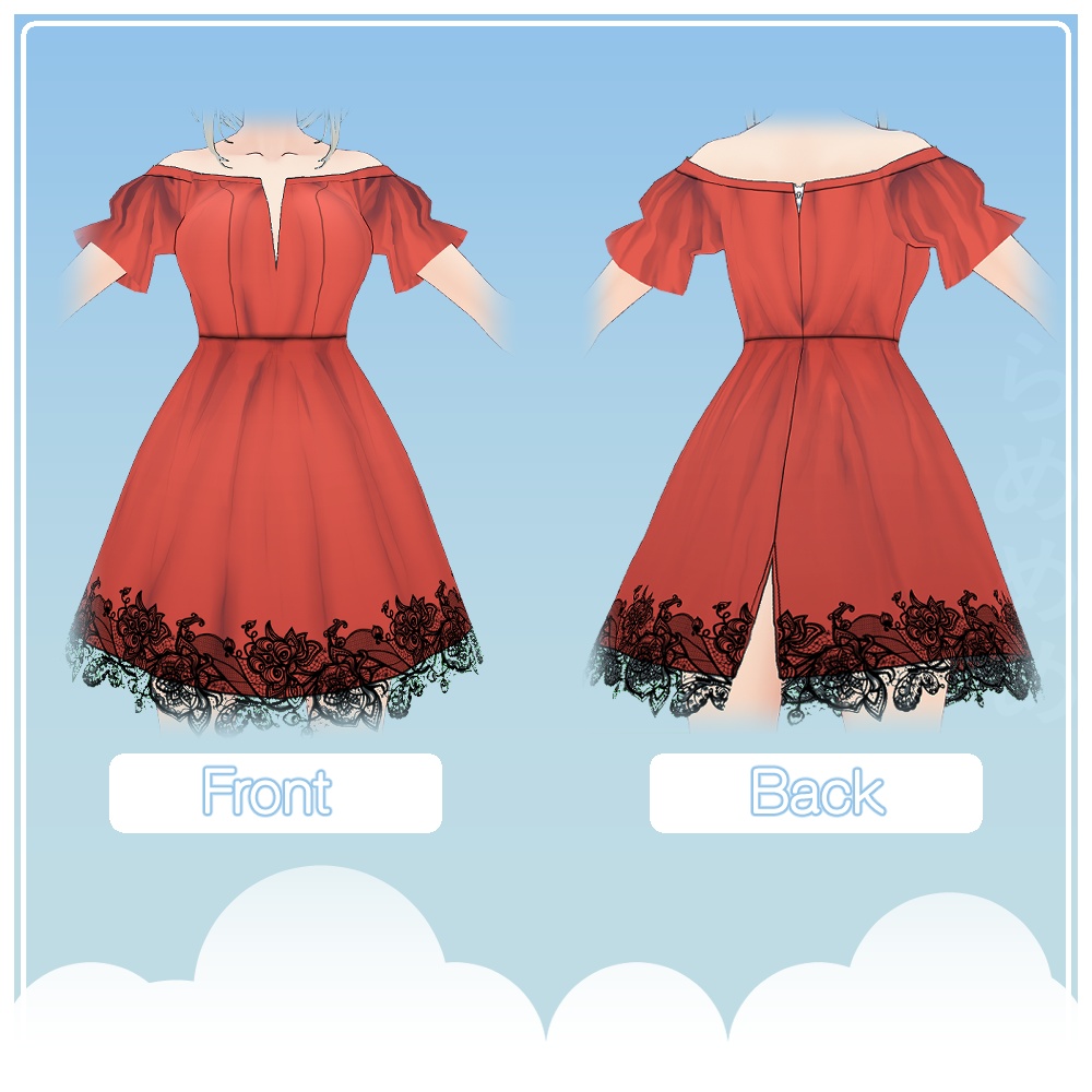 【VRoid】 Lace Dress Off-Shoulder