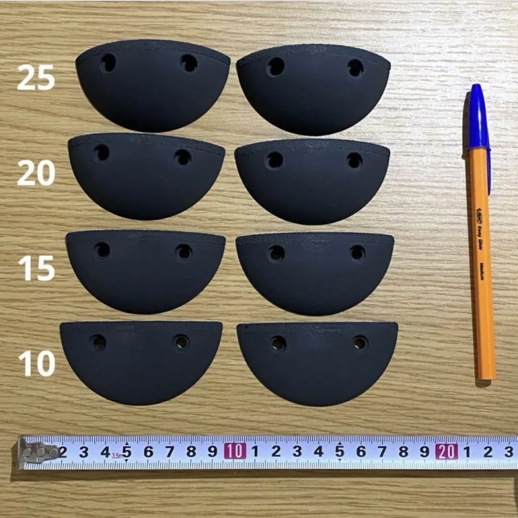 クライミングホールド ボーラーズハーフ黒 25,20,15,10mm 8個セット
