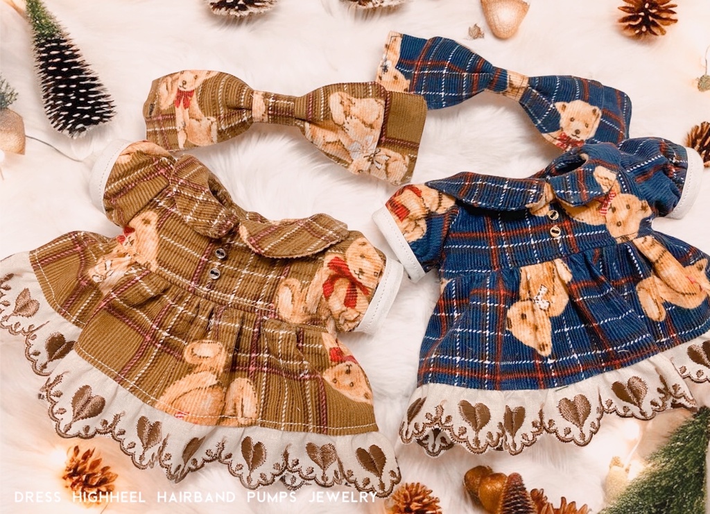 ❄️🧸くまチェックワンピース🧸❄️