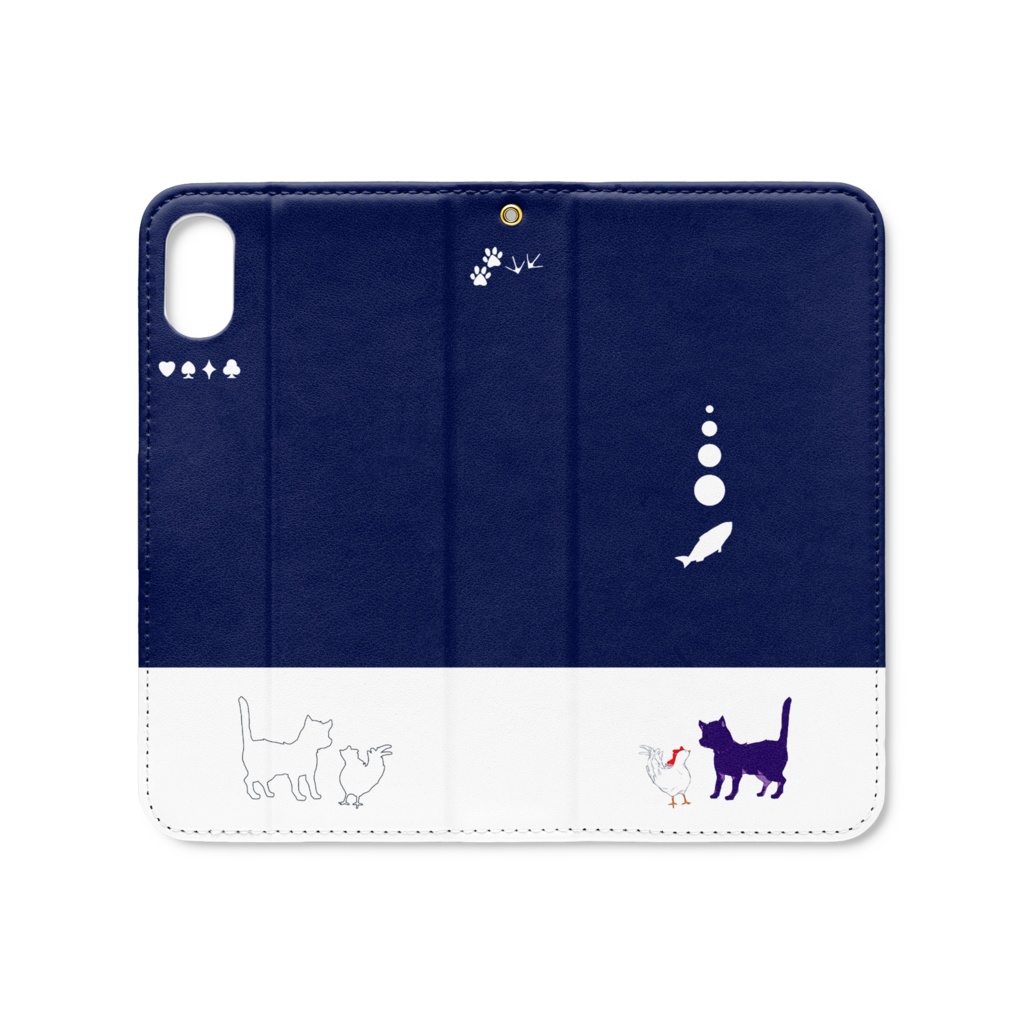 JG iPhone 手帳型ケース　ベルトなし　三好ネコ×佐久間トリ