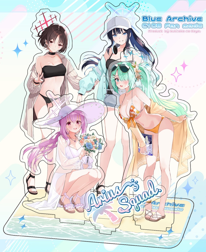 C108新グッズ　水着アリウススクワッド アクリルジオラマスタンド（プレート・台座付）