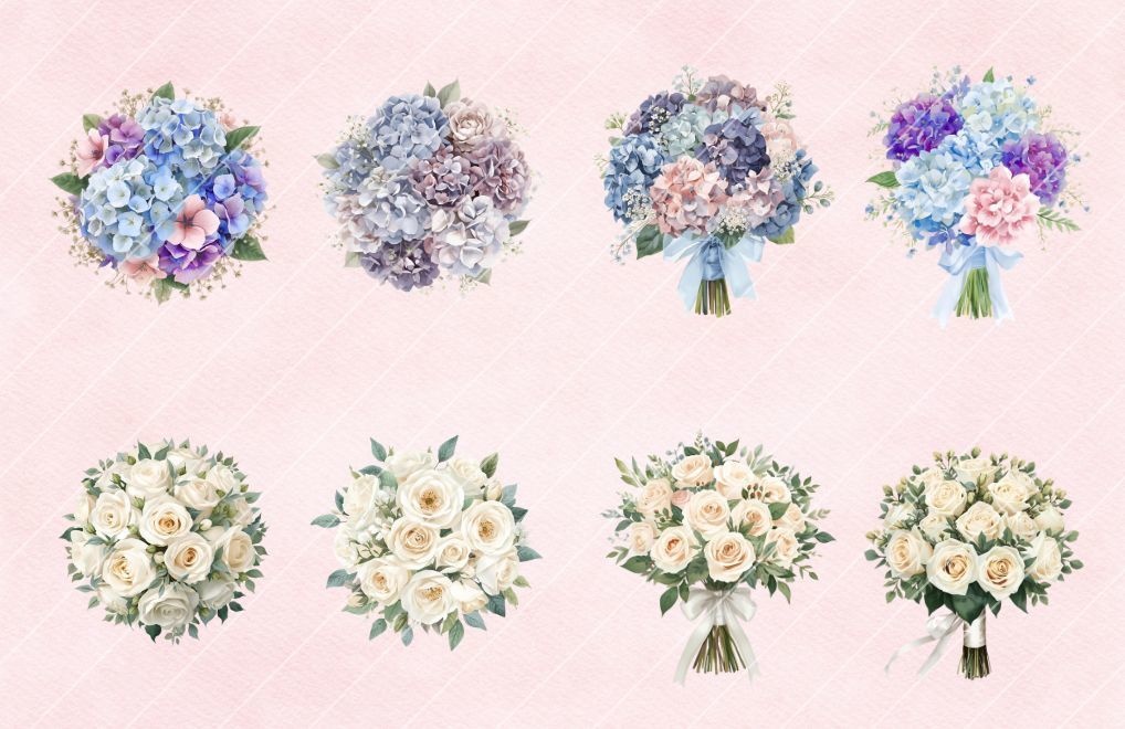 Wedding bouquet Clipart No.1|ウェディングブーケ クリップアート28点