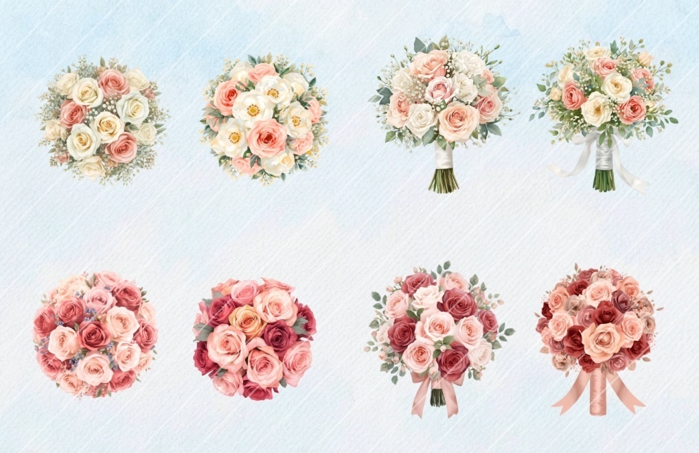 Wedding bouquet Clipart No.2|ウェディングブーケ クリップアート28点