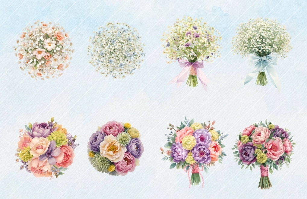 Wedding bouquet Clipart No.2|ウェディングブーケ クリップアート28点