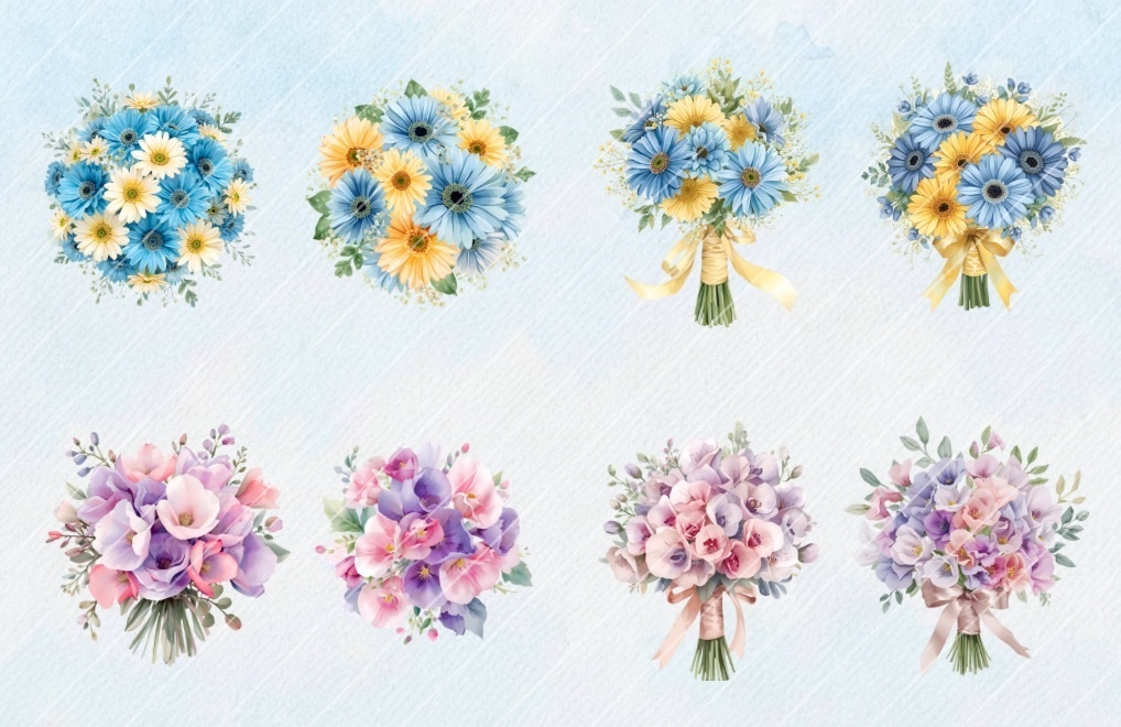 Wedding bouquet Clipart No.2|ウェディングブーケ クリップアート28点