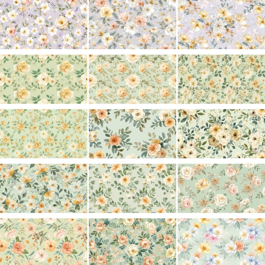 【背景素材】水彩風 花柄背景 60種類