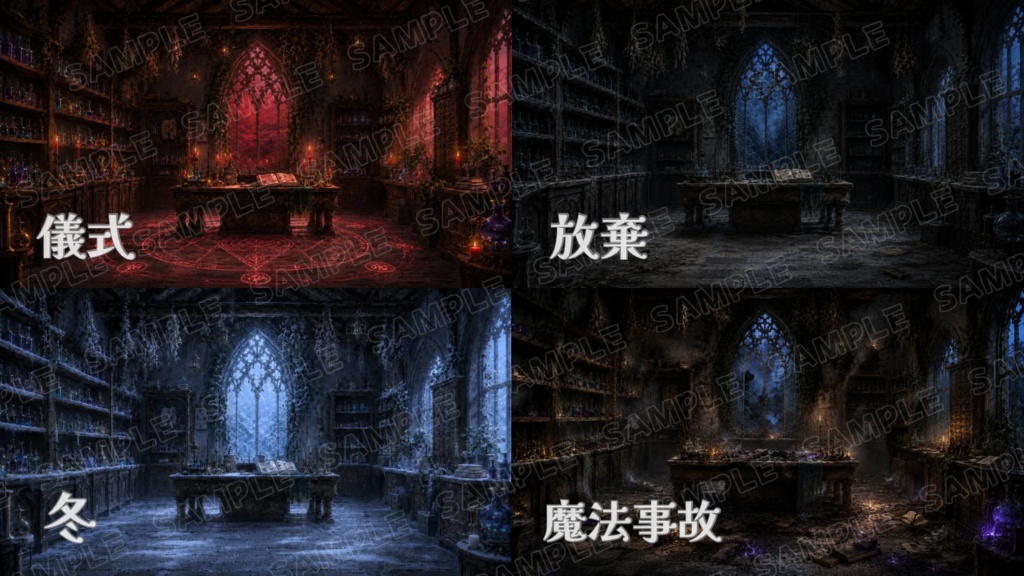 【TRPG背景素材】錬金術師の工房|物語演出12差分セット【CoC・ココフォリア対応】