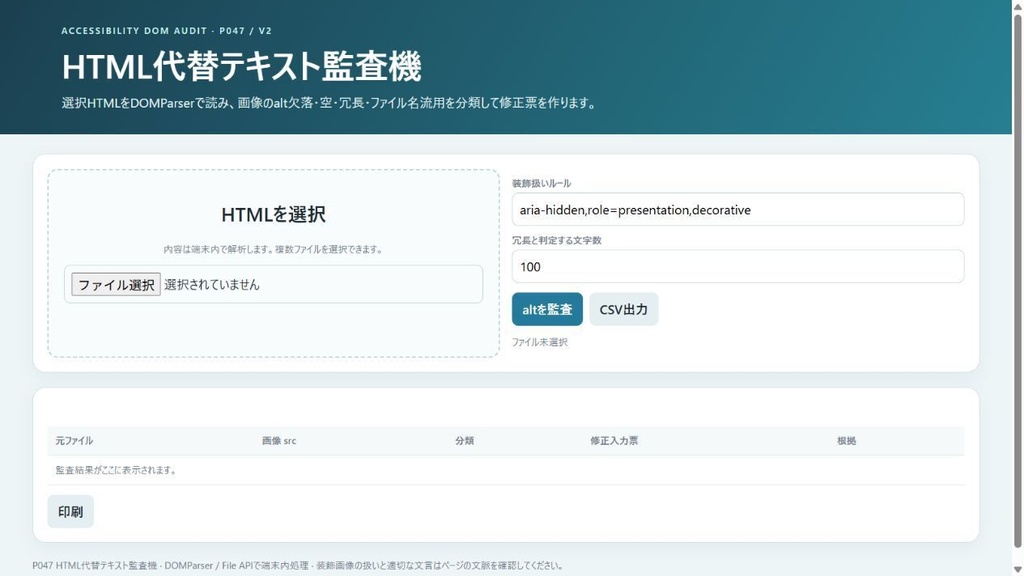 HTML代替テキスト監査機