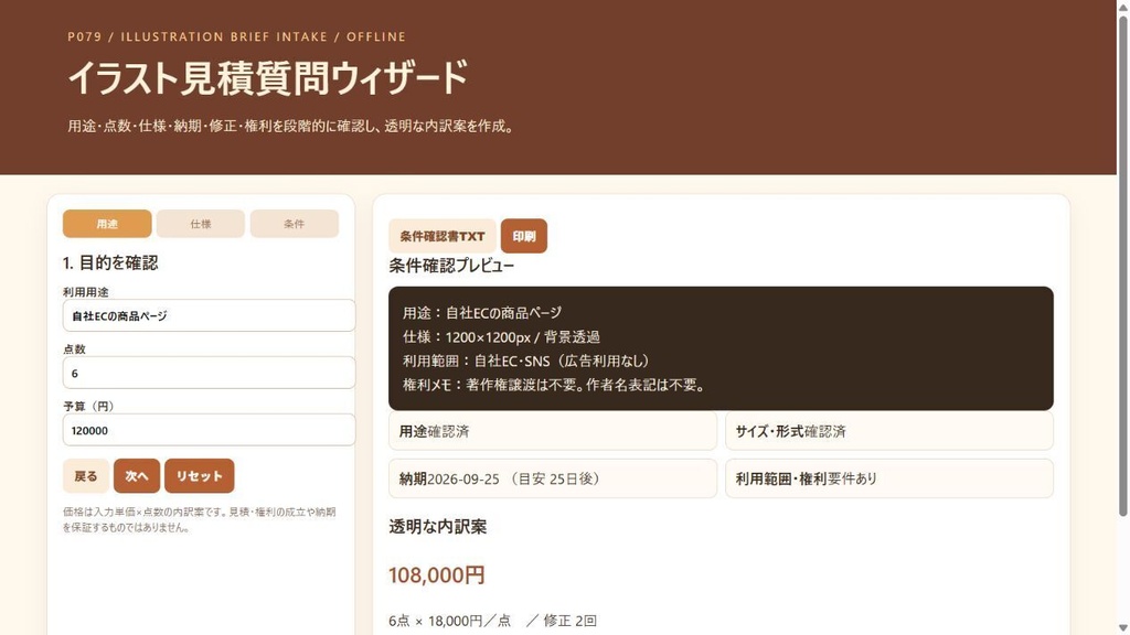 イラスト見積質問ウィザード