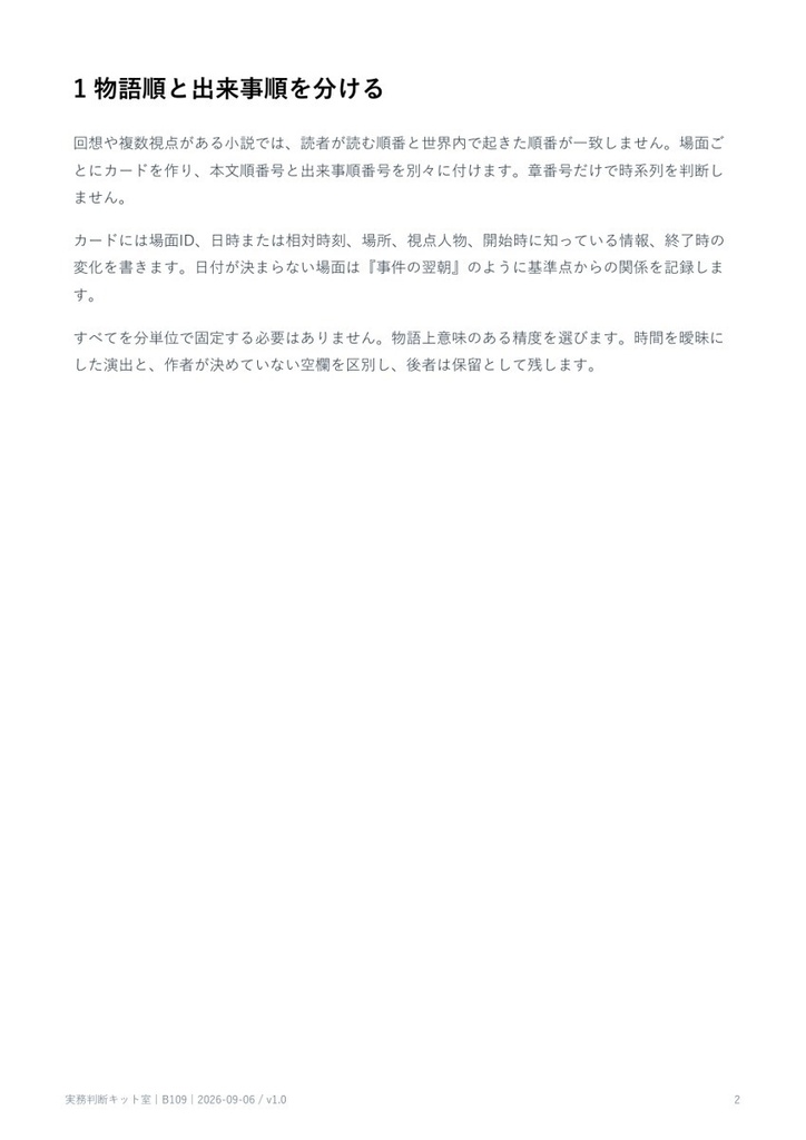 小説の時系列矛盾を見つける場面カード術【PDF・記入用紙付き】