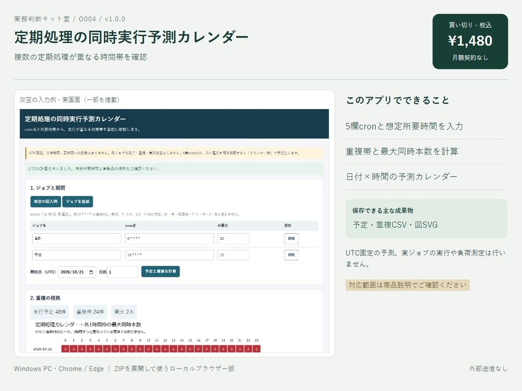 定期処理の同時実行予測カレンダー