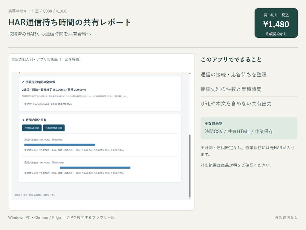 HAR通信待ち時間の共有レポート