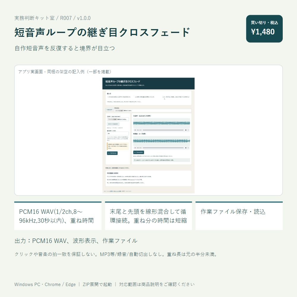 短音声ループの継ぎ目クロスフェード