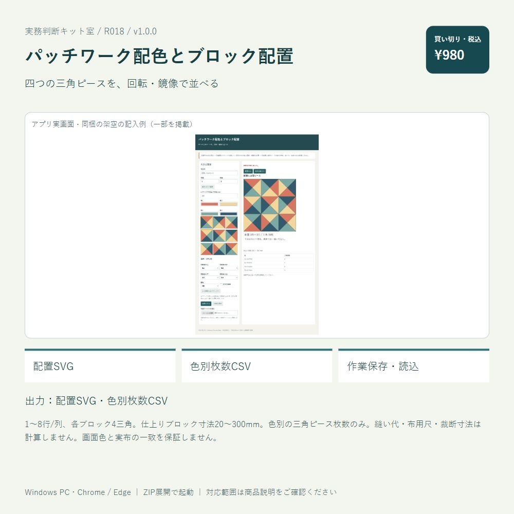 パッチワーク配色とブロック配置