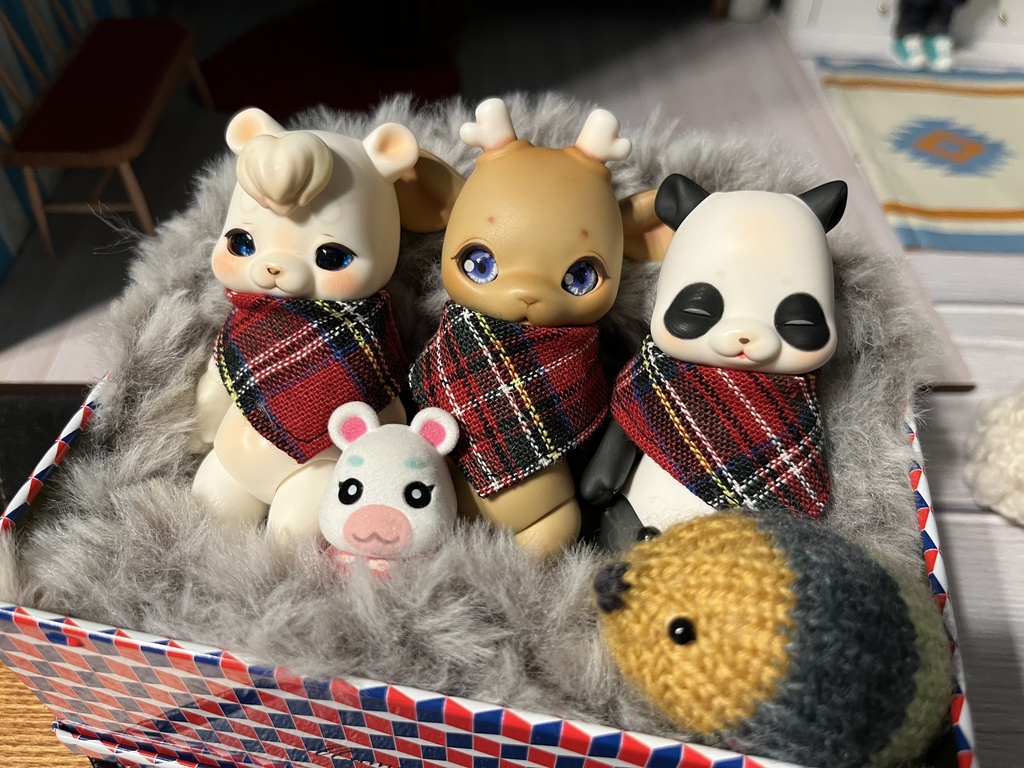 ドール用 バンダナ 赤タータンチェック