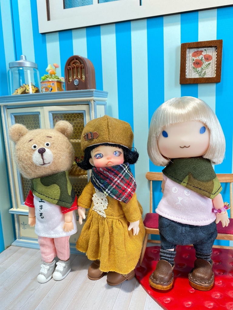 ドール用 バンダナ 赤タータンチェック