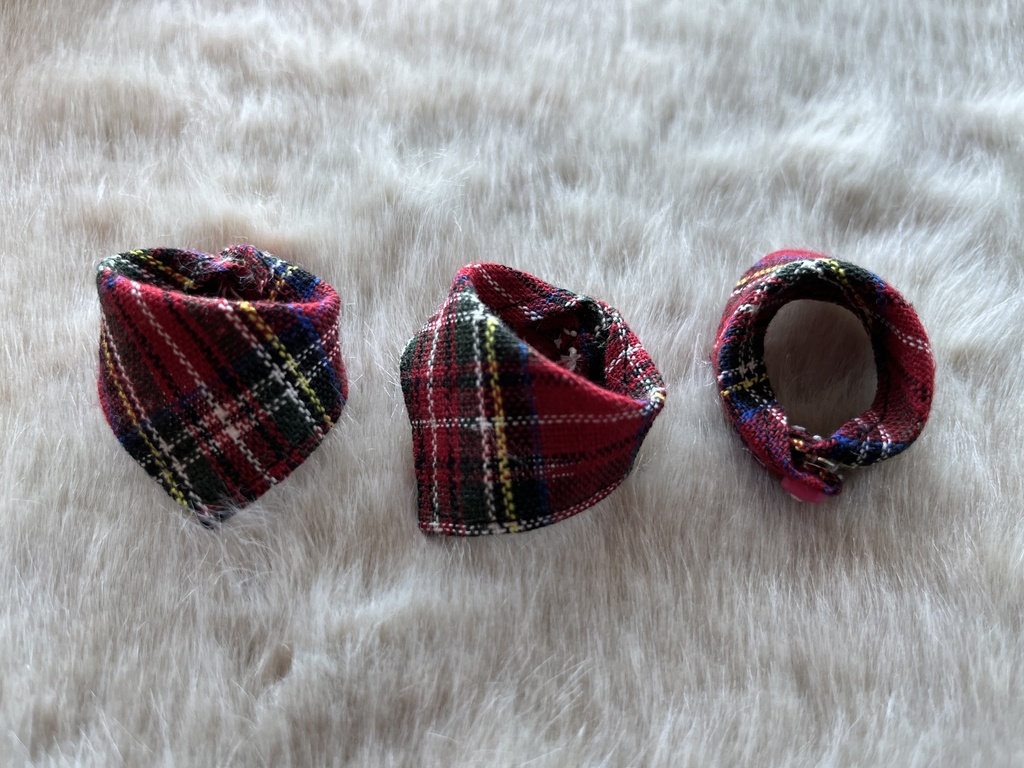 ドール用 バンダナ 赤タータンチェック