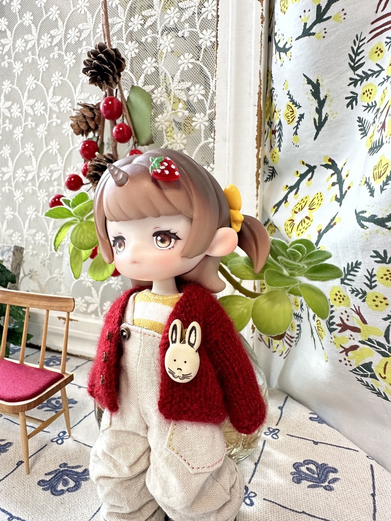 ドール用 ブローチ 顔うさぎ 