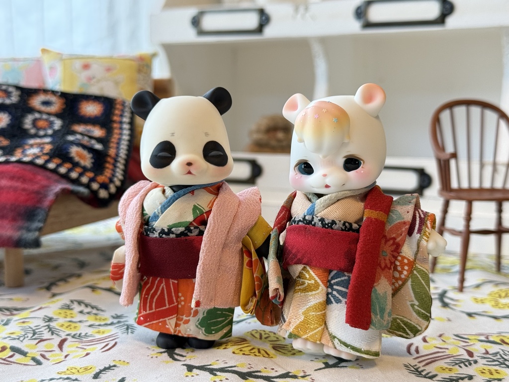 kumukuku cocoriang 正絹古布のお着物と羽織 ピンク
