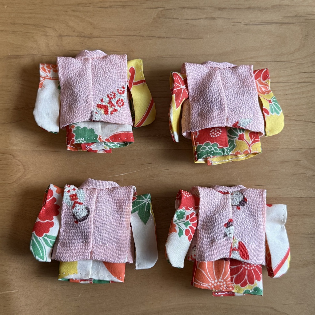 kumukuku cocoriang 正絹古布のお着物と羽織 ピンク