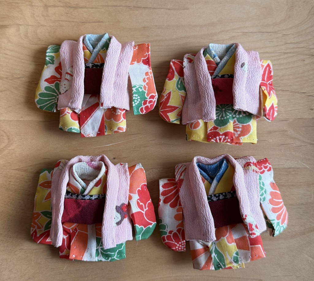 kumukuku cocoriang 正絹古布のお着物と羽織 ピンク