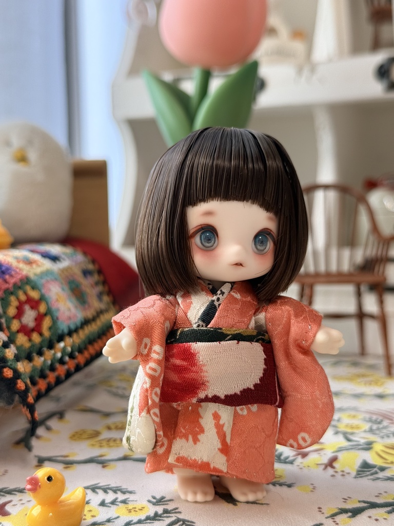 kumukuku cocoriang 正絹古布のお着物と羽織 淡朱色