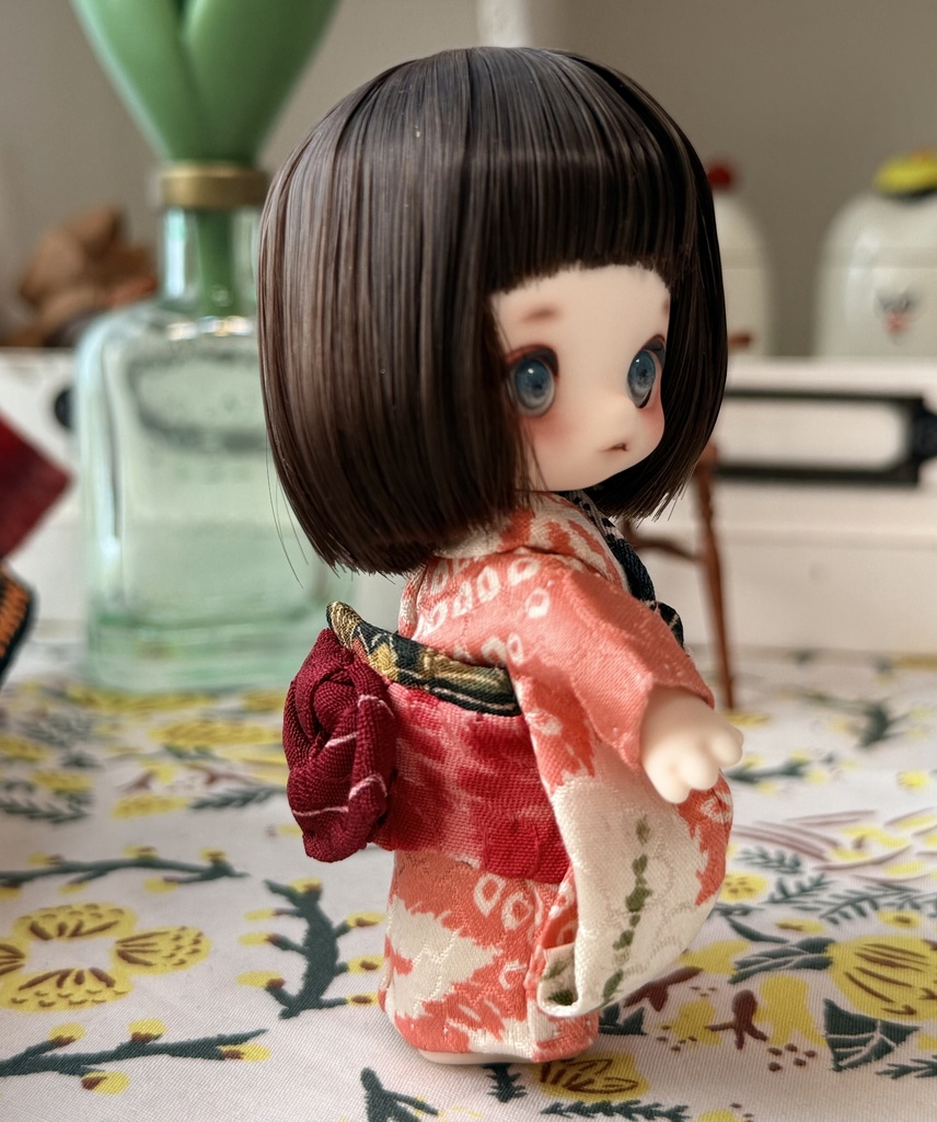 kumukuku cocoriang 正絹古布のお着物と羽織 淡朱色