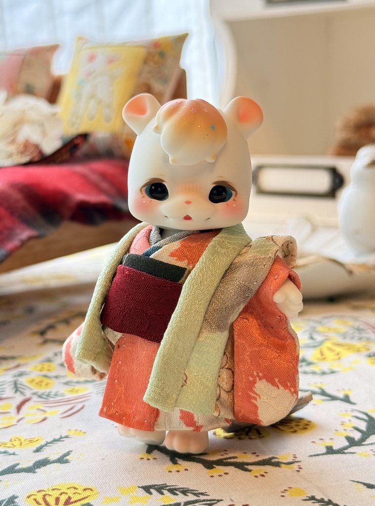 kumukuku cocoriang 正絹古布のお着物と羽織 淡朱色