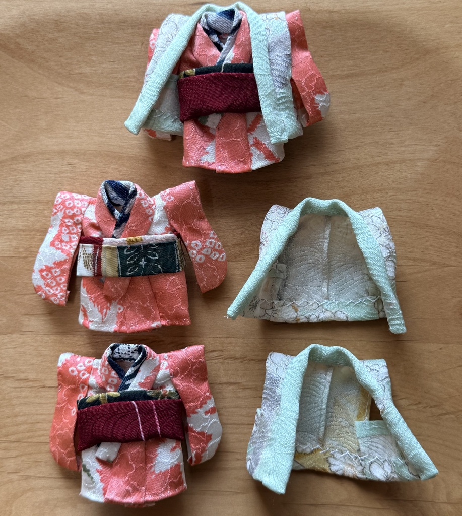 kumukuku cocoriang 正絹古布のお着物と羽織 淡朱色
