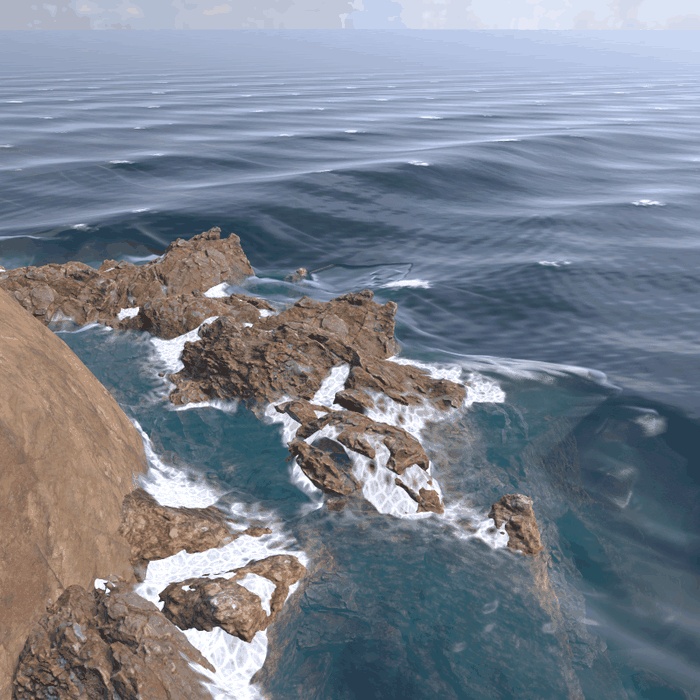 【VRChatワールド用】岩に打ち寄せて砕ける海のシェーダー「荒波」【PC/Quest対応】