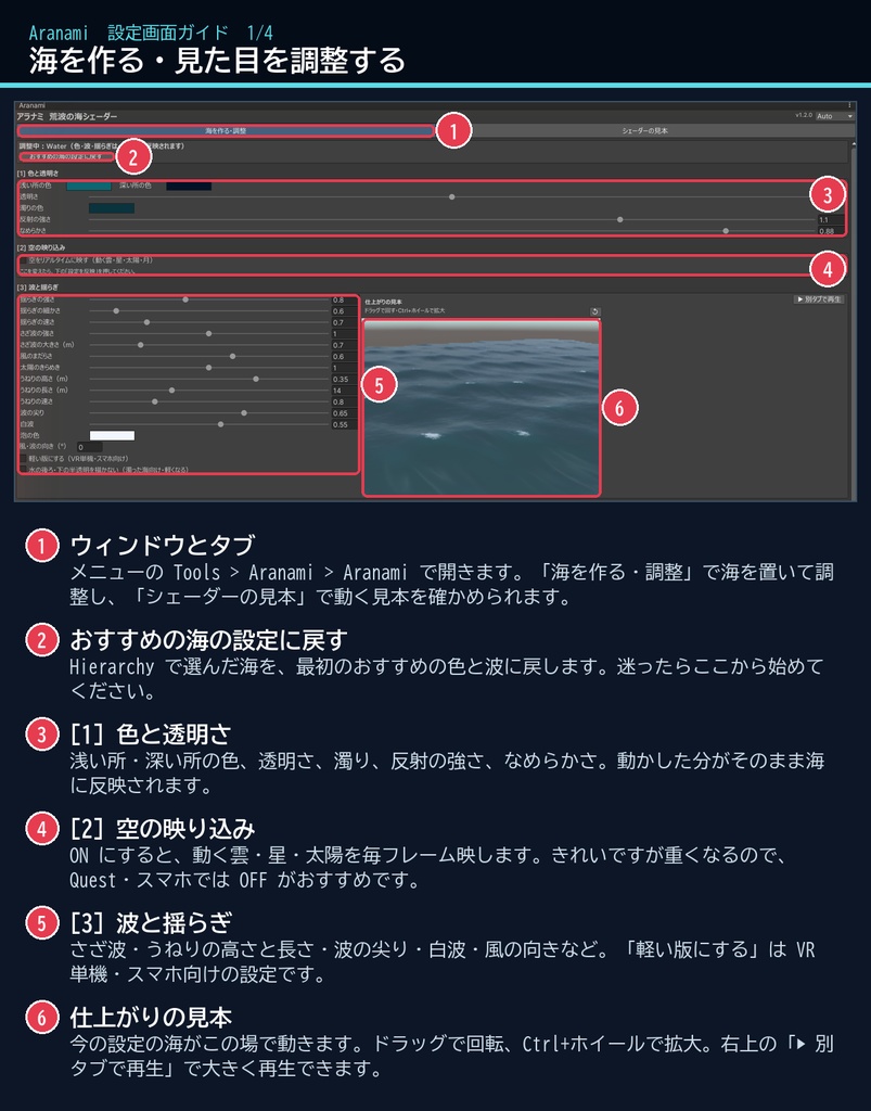【VRChatワールド用】岩に打ち寄せて砕ける海のシェーダー「荒波」【PC/Quest対応】