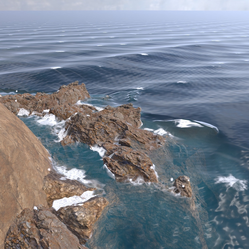【VRChatワールド用】岩に打ち寄せて砕ける海のシェーダー「荒波」【PC/Quest対応】