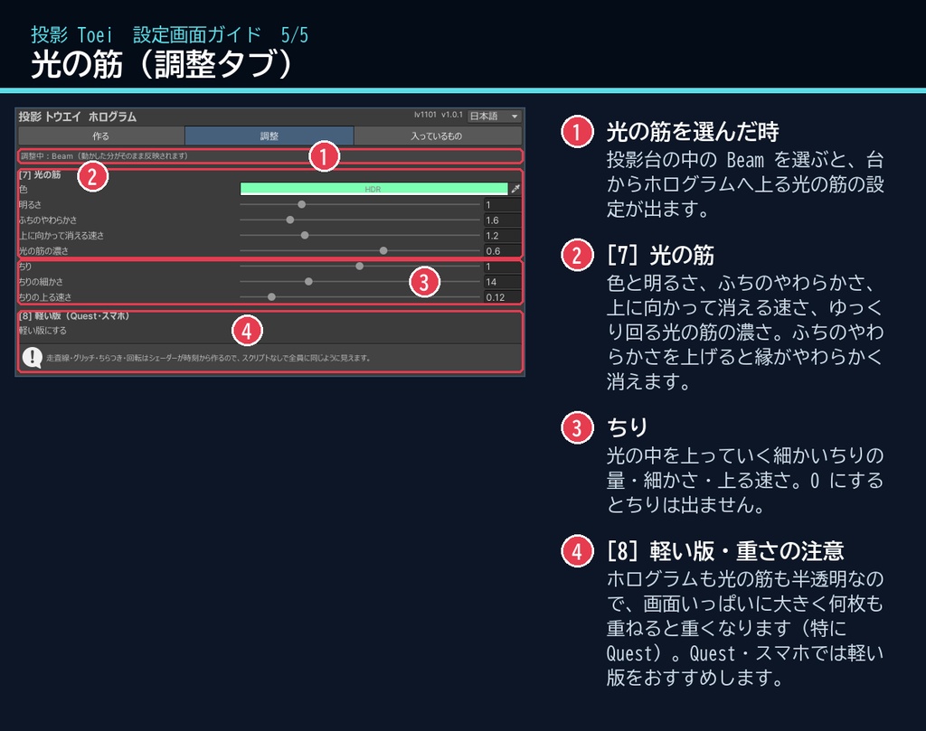 【VRChat】ホログラムシェーダー 投影 トウエイ Toei Hologram(ワールド向け)