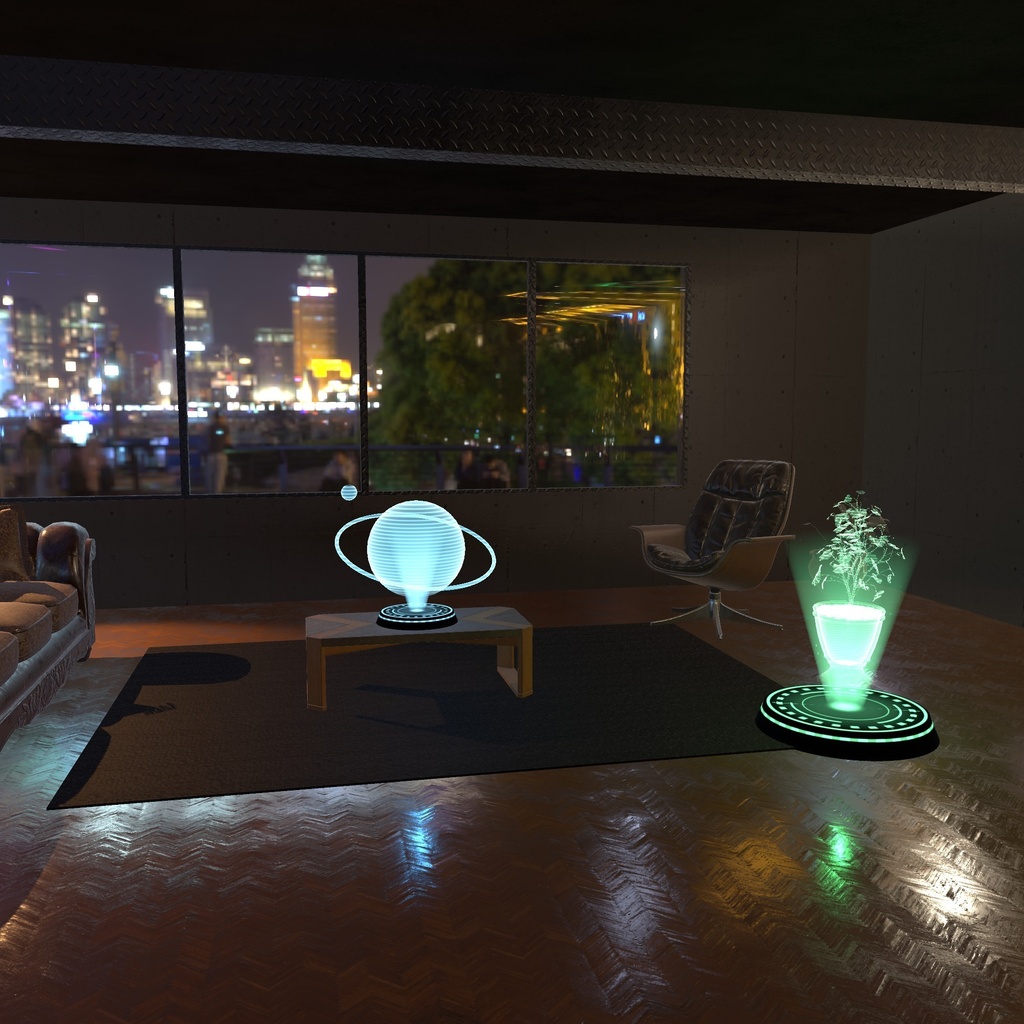 【VRChatワールド用】光る投影台とホログラム「投影」【PC/Quest対応】