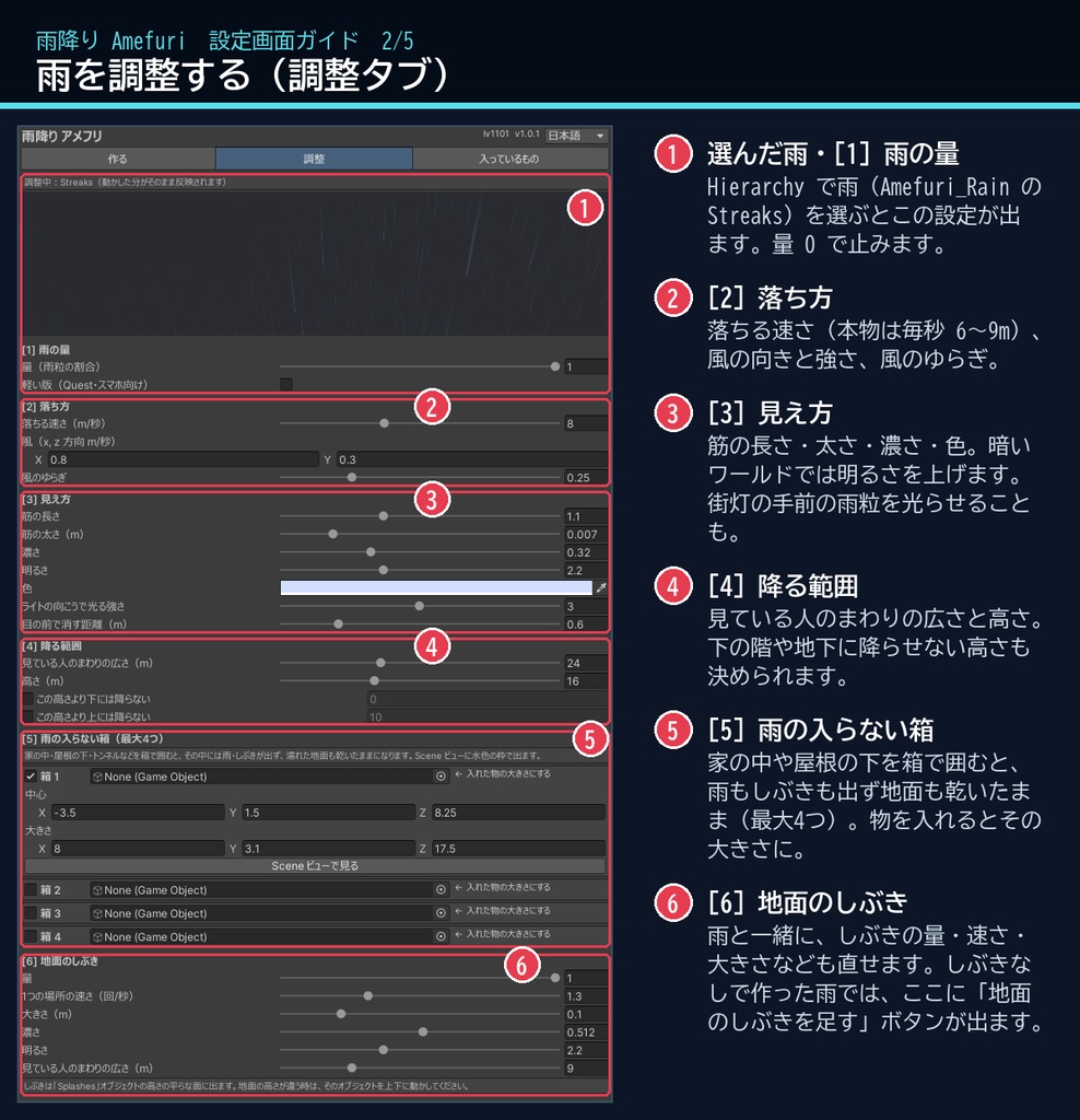 【VRChatワールド用】夜の街に降る雨と濡れた地面のシェーダー「雨降り」【PC/Quest対応】