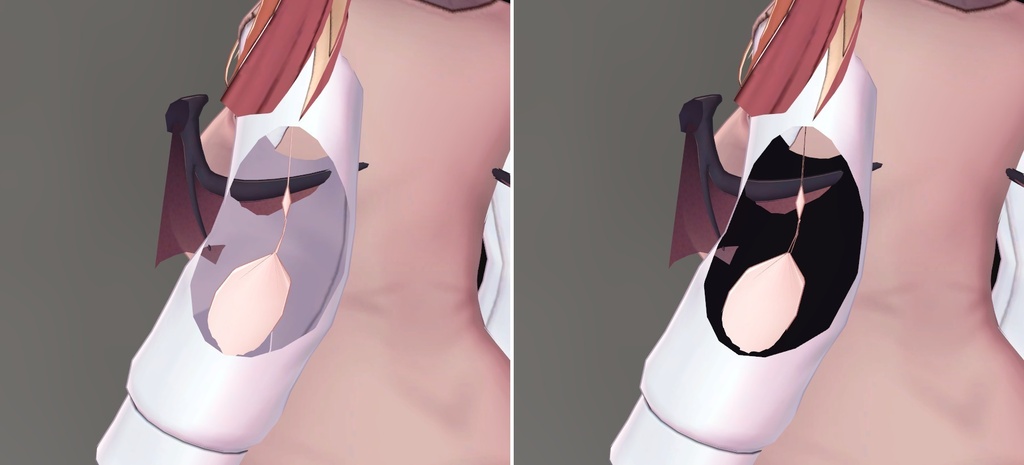 【VRChat】頭の中やすき間をのぞかせない見せない3点セット「帳」(アバター用・PC)