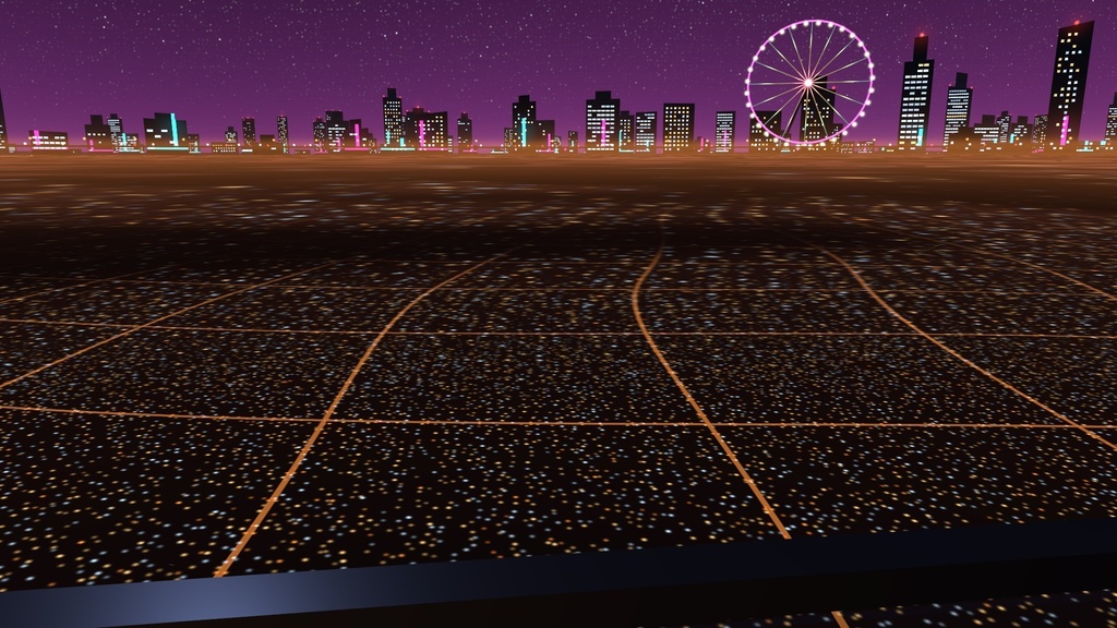 【VRChat】ワールドのまわりに街明かり・観覧車 夜景 ヤケイ Yakei Night City(ワールド向け)