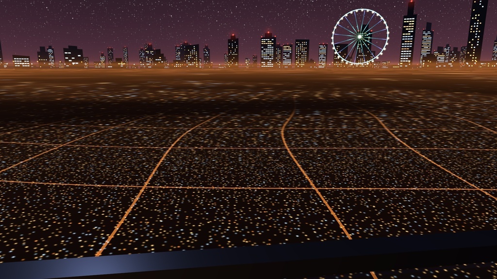 【VRChat】ワールドのまわりに街明かり・観覧車 夜景 ヤケイ Yakei Night City(ワールド向け)