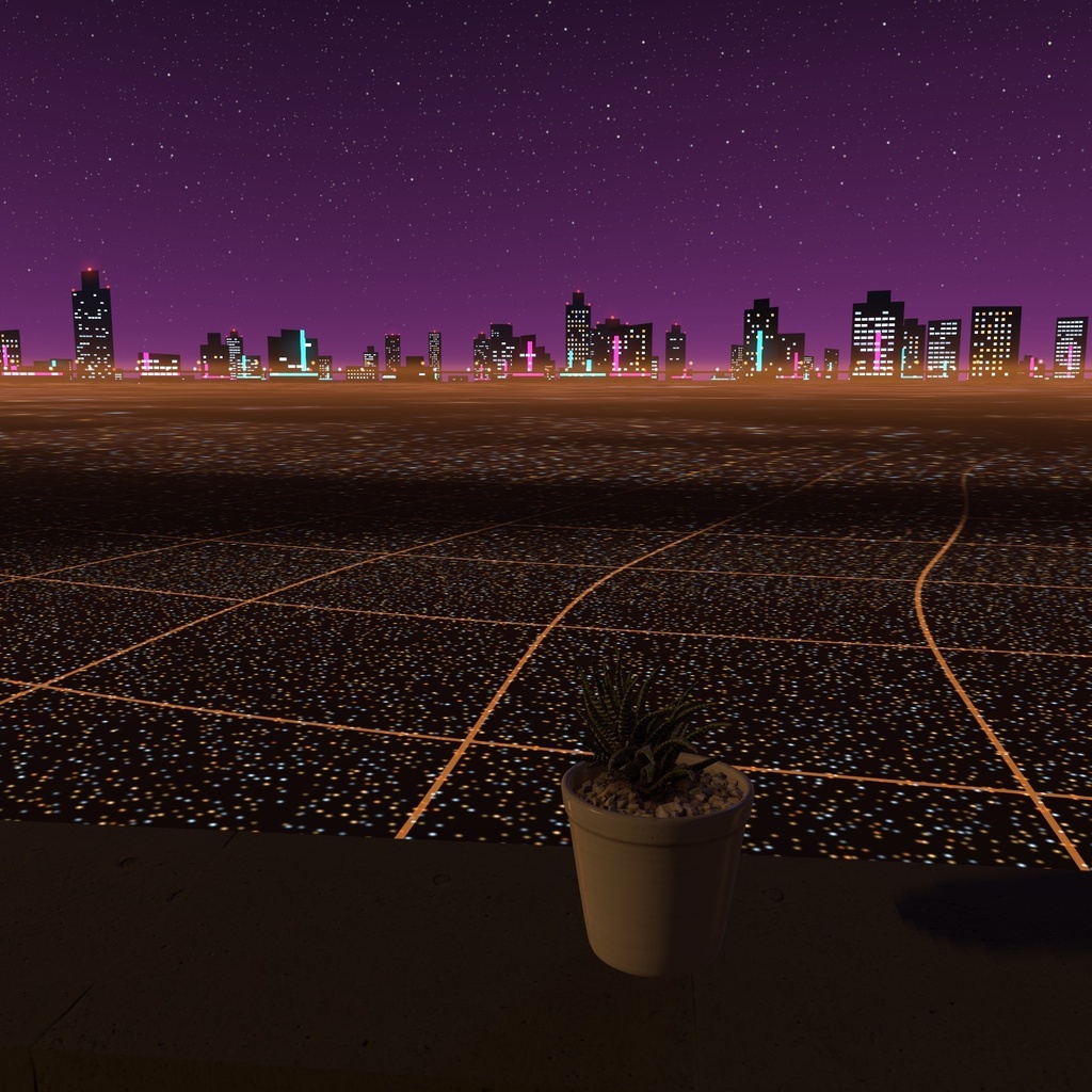 【VRChatワールド用】ワールドのまわりに街の灯りと観覧車「夜景」【PC/Quest対応】