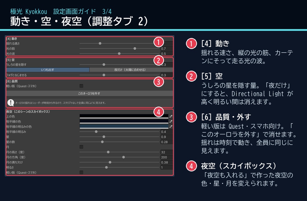 【VRChatワールド用】夜空に揺れるオーロラ「極光」【PC/Quest対応】